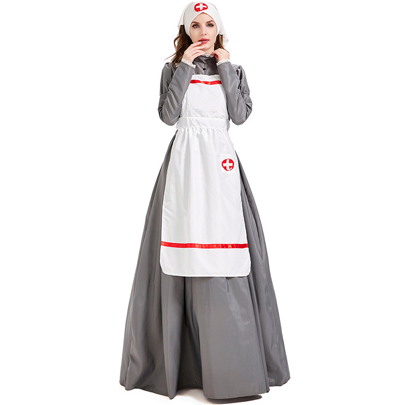 Halloween costume carnival, 19th-century European nurse costume, Florence Nightingale performance costume