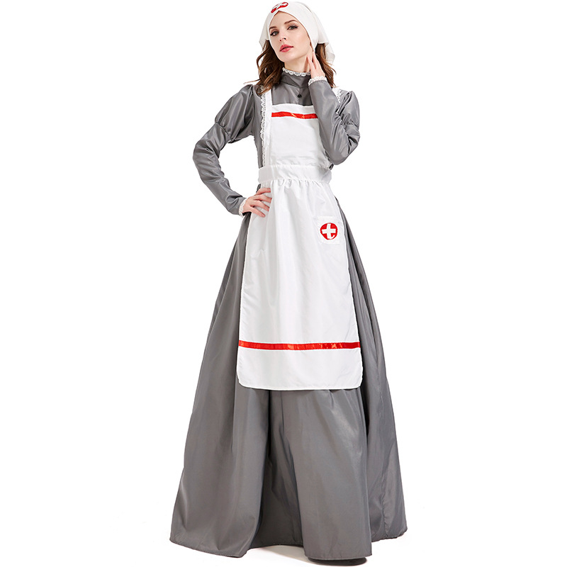 Halloween costume carnival, 19th-century European nurse costume, Florence Nightingale performance costume
