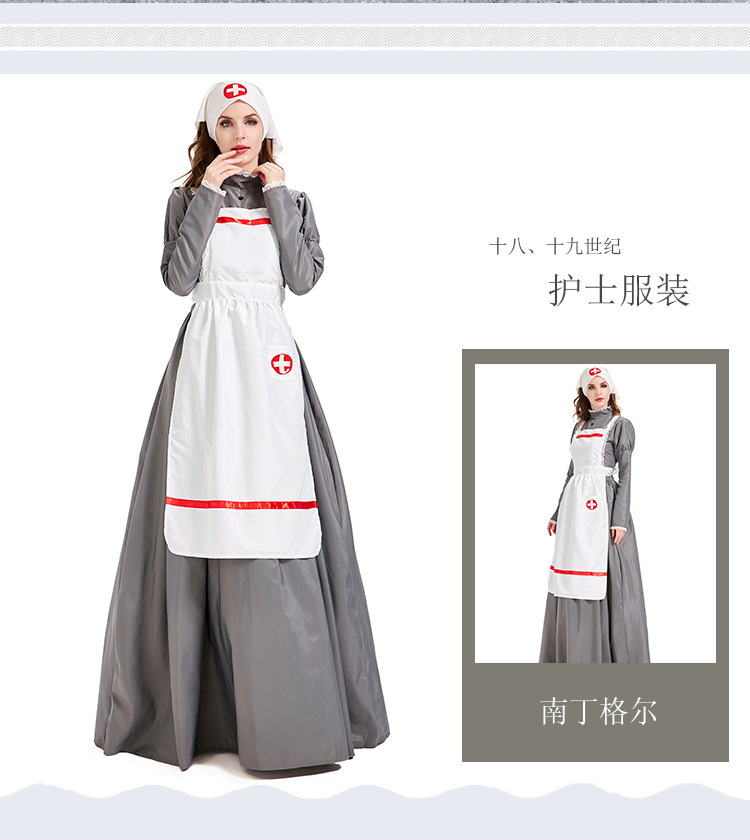Halloween costume carnival, 19th-century European nurse costume, Florence Nightingale performance costume