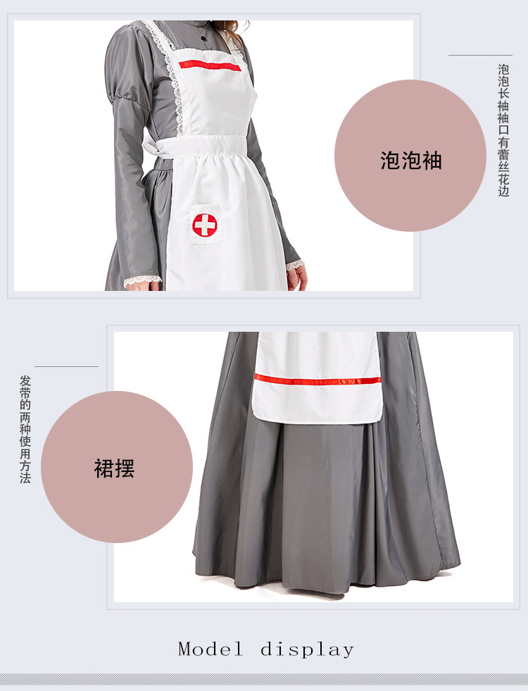 Halloween costume carnival, 19th-century European nurse costume, Florence Nightingale performance costume