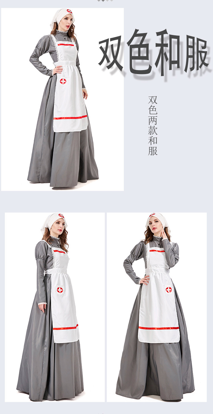 Halloween costume carnival, 19th-century European nurse costume, Florence Nightingale performance costume