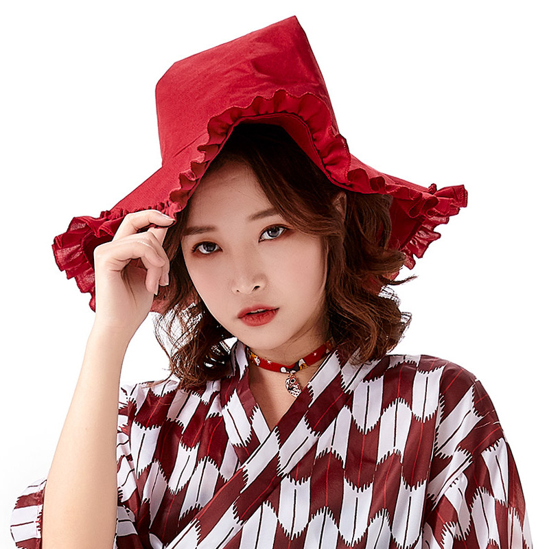 Halloween Accessories Lolita Japanese Style Maid/Maid/Witch/Magic Hat Tricolor Ruffled Lace Solid Color Pointed Hat