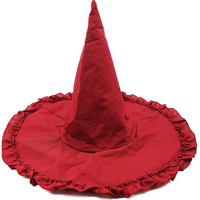 Halloween Accessories Lolita Japanese Style Maid/Maid/Witch/Magic Hat Tricolor Ruffled Lace Solid Color Pointed Hat