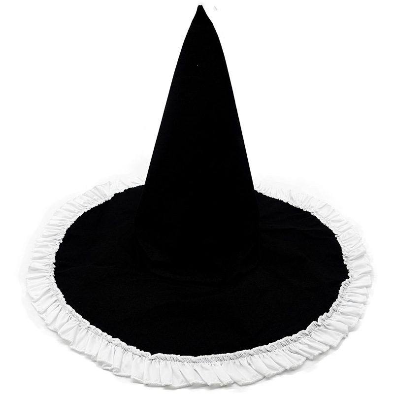 Halloween Accessories Lolita Japanese Style Maid/Maid/Witch/Magic Hat Tricolor Ruffled Lace Solid Color Pointed Hat