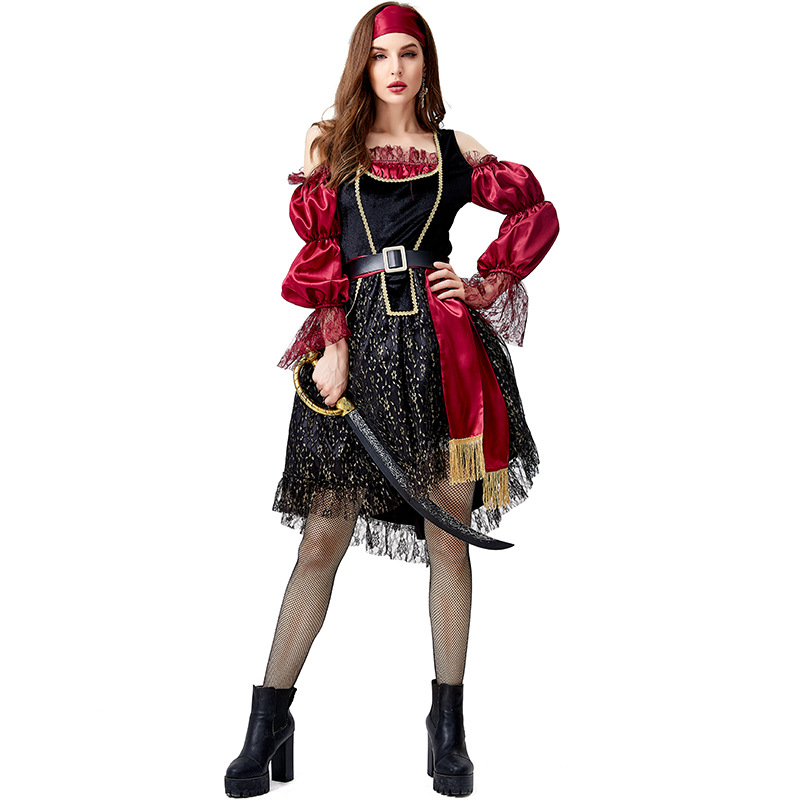 2020 Halloween Costume Cosplay: Medieval Western Female Pirate Role-Playing Party Costume
