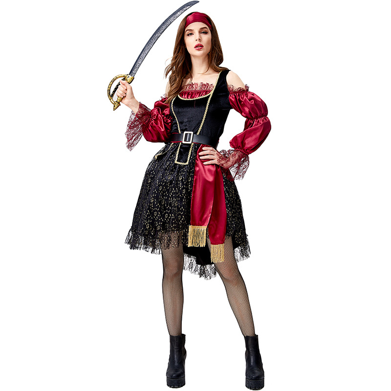 2020 Halloween Costume Cosplay: Medieval Western Female Pirate Role-Playing Party Costume