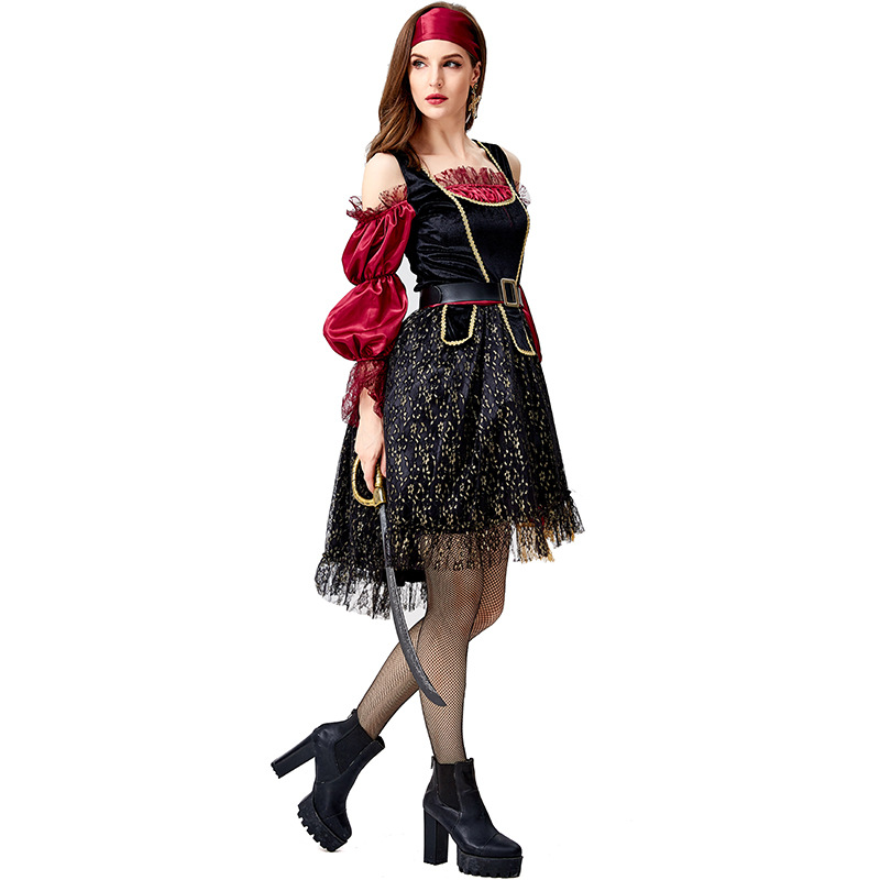 2020 Halloween Costume Cosplay: Medieval Western Female Pirate Role-Playing Party Costume