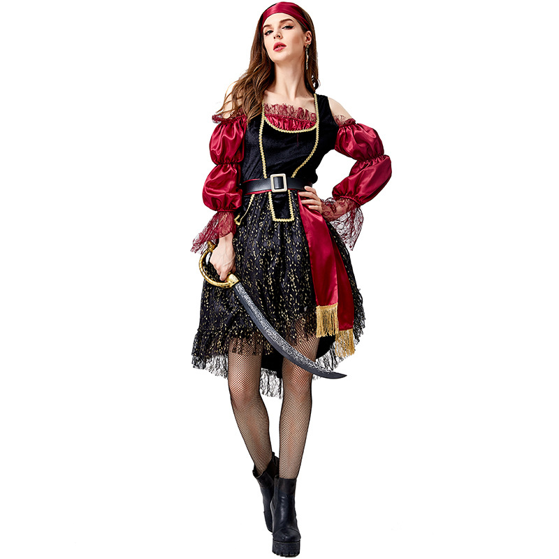 2020 Halloween Costume Cosplay: Medieval Western Female Pirate Role-Playing Party Costume