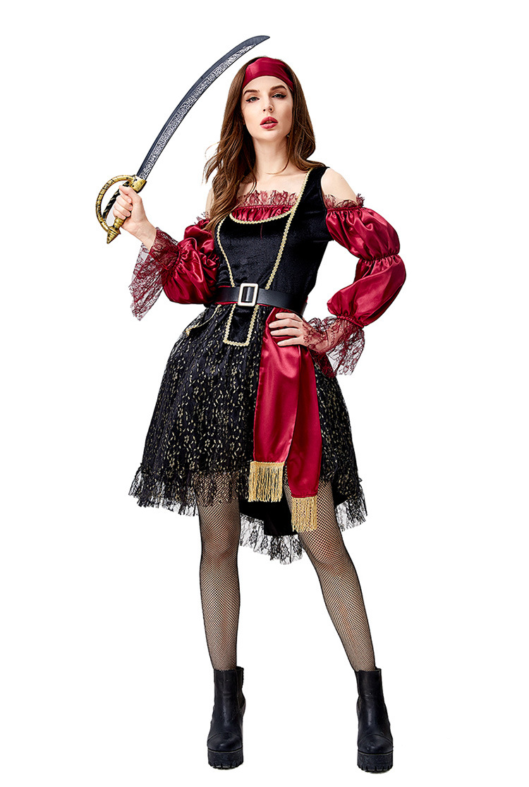 2020 Halloween Costume Cosplay: Medieval Western Female Pirate Role-Playing Party Costume