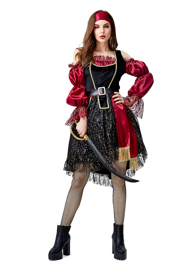2020 Halloween Costume Cosplay: Medieval Western Female Pirate Role-Playing Party Costume