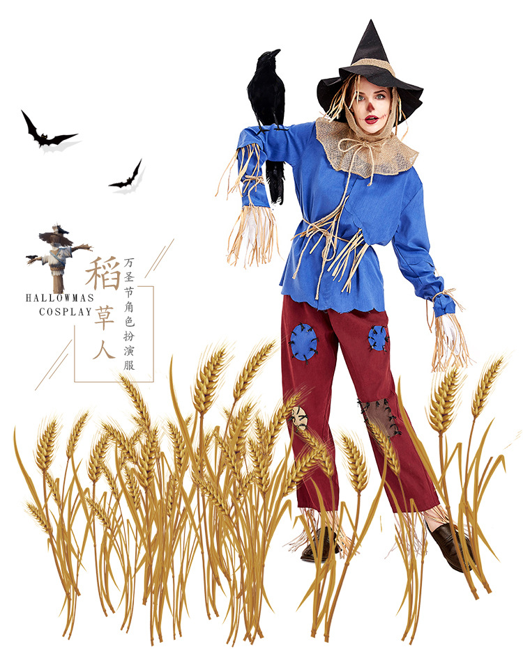 Halloween costumes, scarecrow cosplay, stage costumes, unisex.