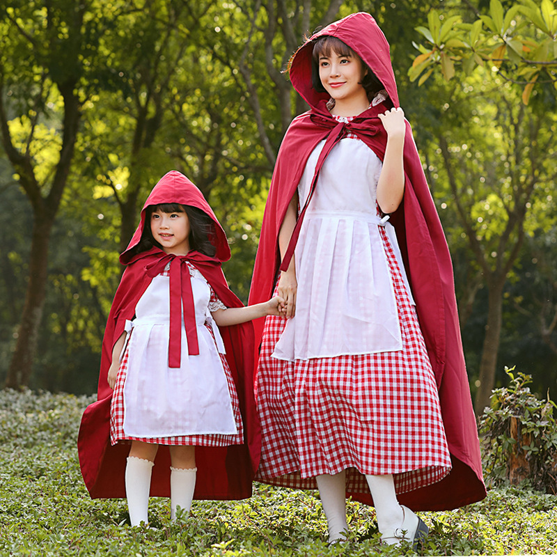 Little Red Riding Hood costume, Halloween costume, theatrical stage performance, parent-child outfit