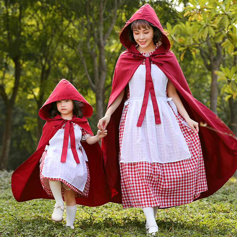 Little Red Riding Hood costume, Halloween costume, theatrical stage performance, parent-child outfit