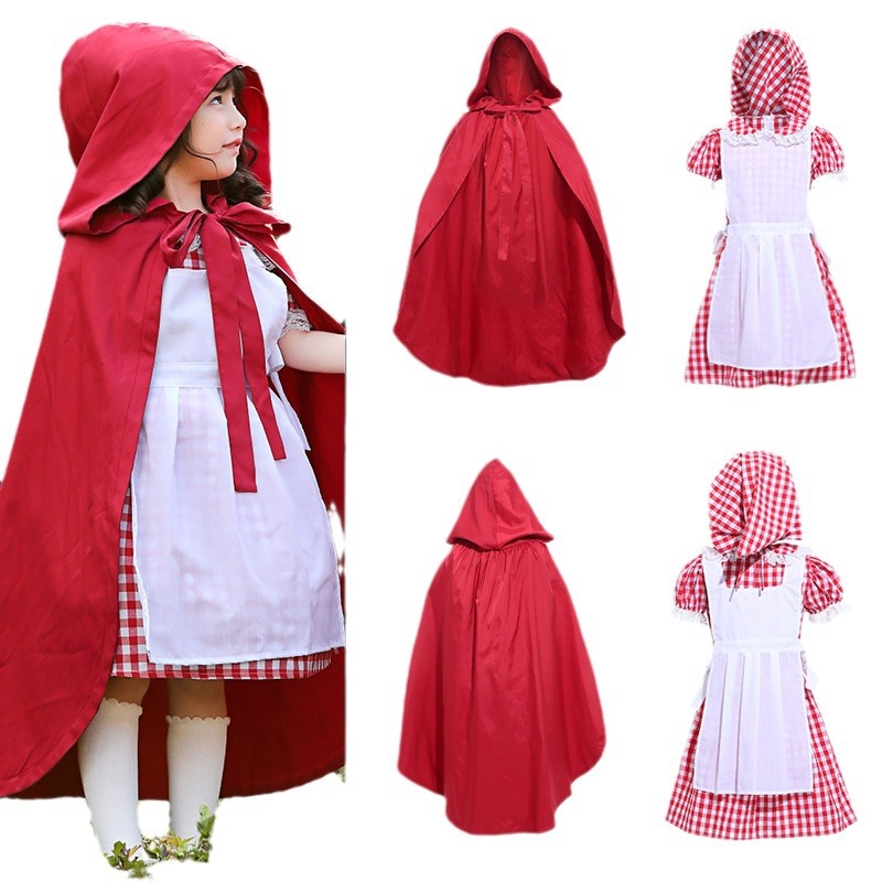 Little Red Riding Hood costume, Halloween costume, theatrical stage performance, parent-child outfit