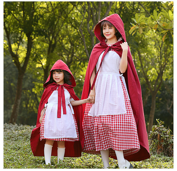 Little Red Riding Hood costume, Halloween costume, theatrical stage performance, parent-child outfit