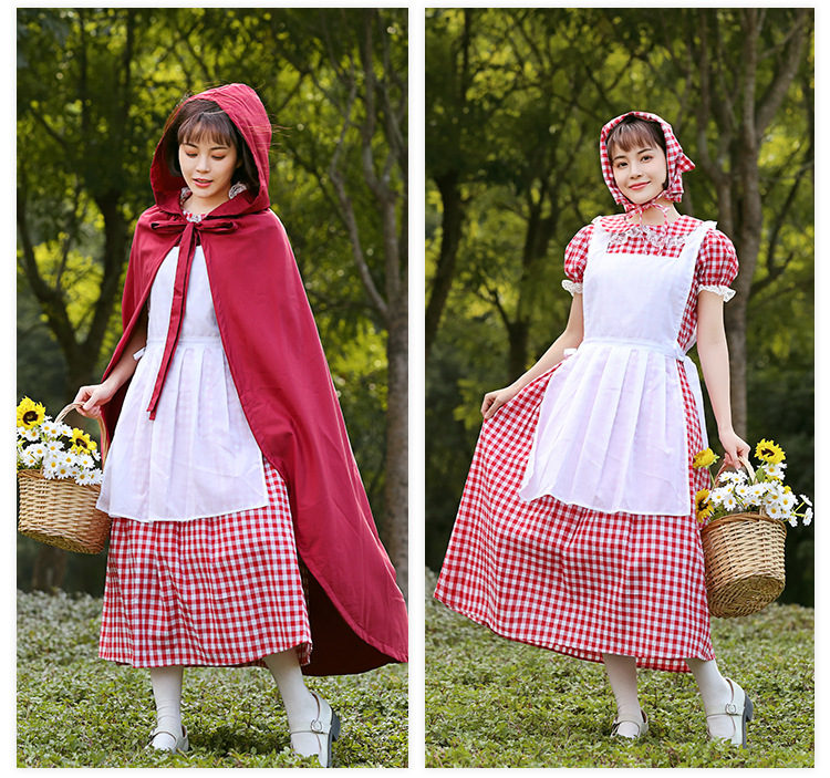 Little Red Riding Hood costume, Halloween costume, theatrical stage performance, parent-child outfit