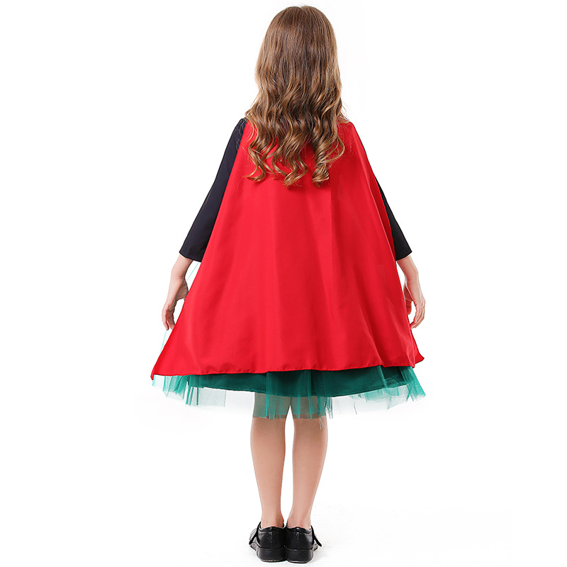 Anna, the Fairy Tale Queen cosplay costume, Halloween witch role performance costume, dark green tulle skirt.