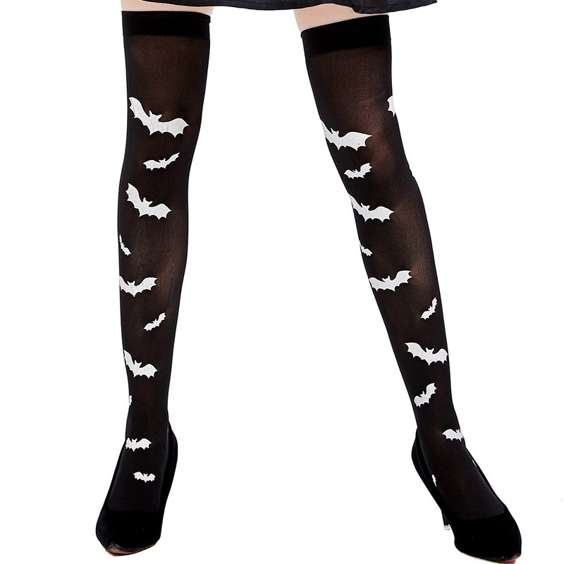Halloween pumpkin bat orange over-the-knee socks purple Japanese style cute stockings accessories