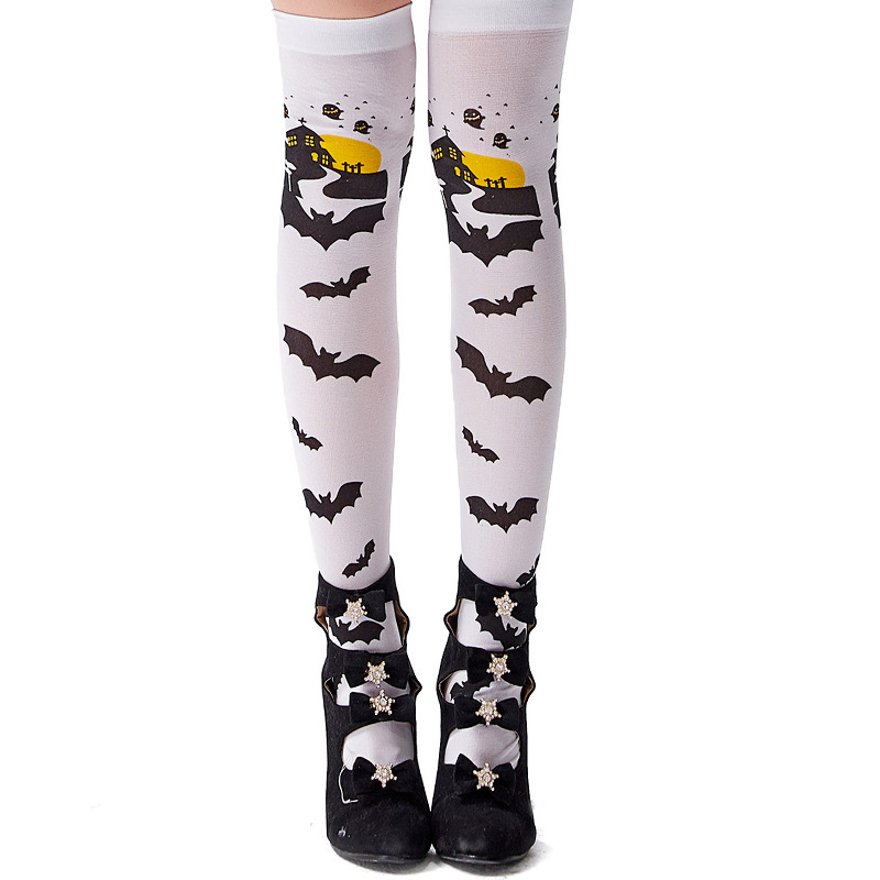 Halloween pumpkin bat orange over-the-knee socks purple Japanese style cute stockings accessories