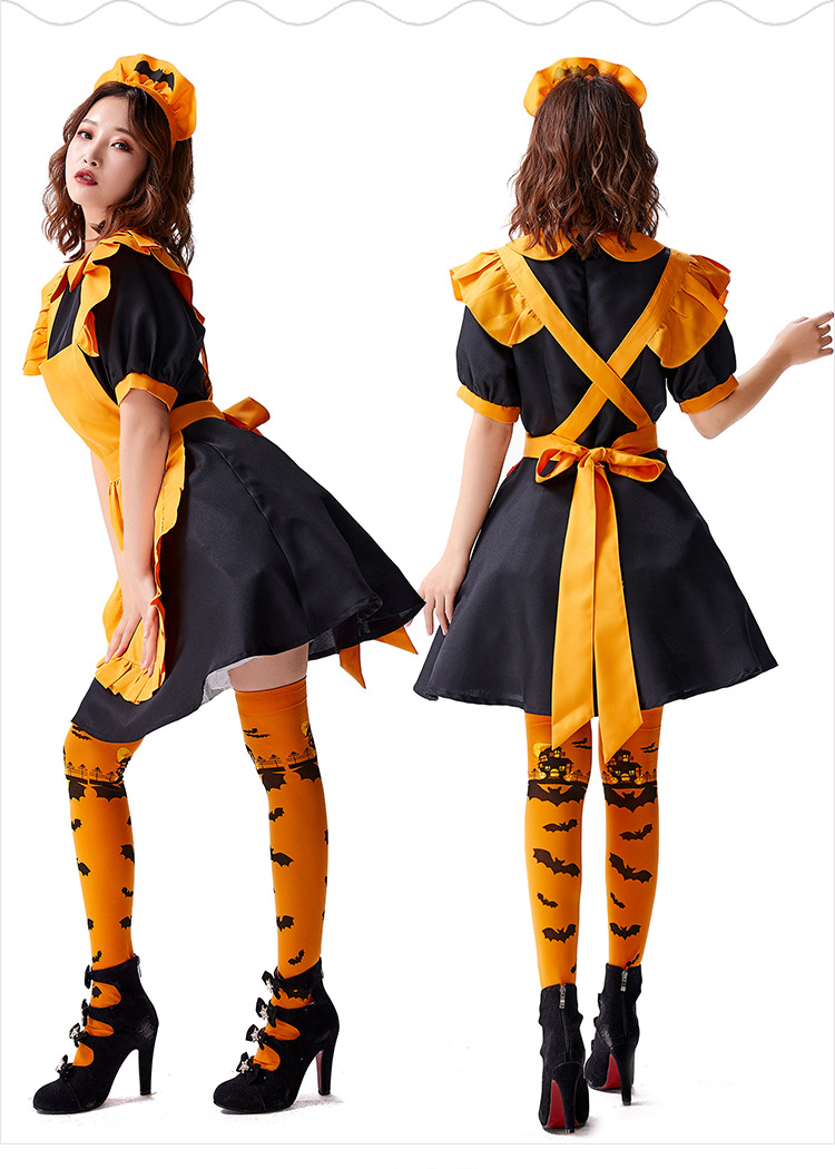 Halloween pumpkin bat orange over-the-knee socks purple Japanese style cute stockings accessories