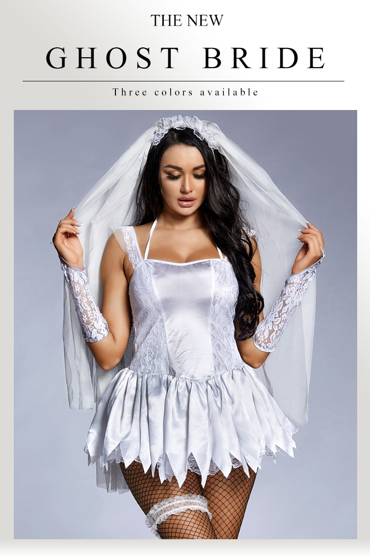 Halloween adult costume, female cosplay party outfit, ghost bride stage performance costume