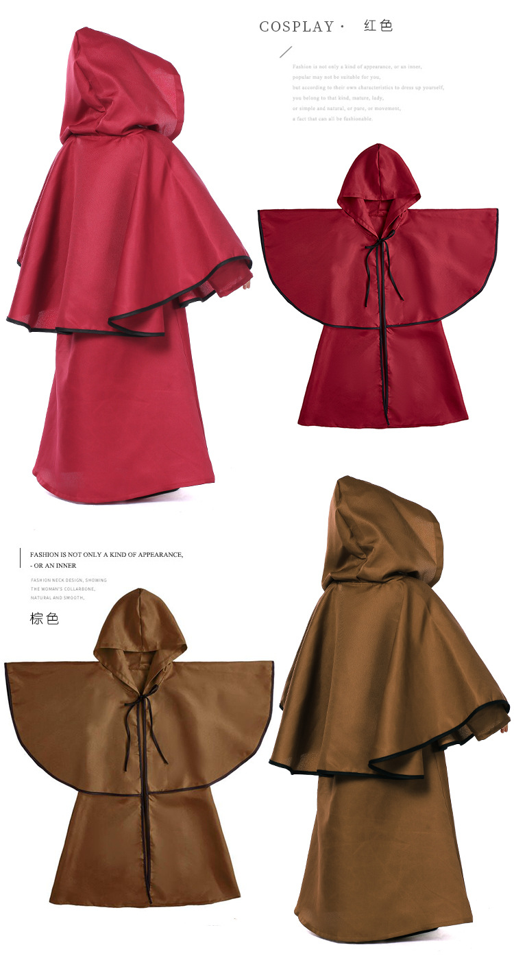 Halloween costume, European medieval style ruffled cape, Halloween party cosplay, children's robe and cloak