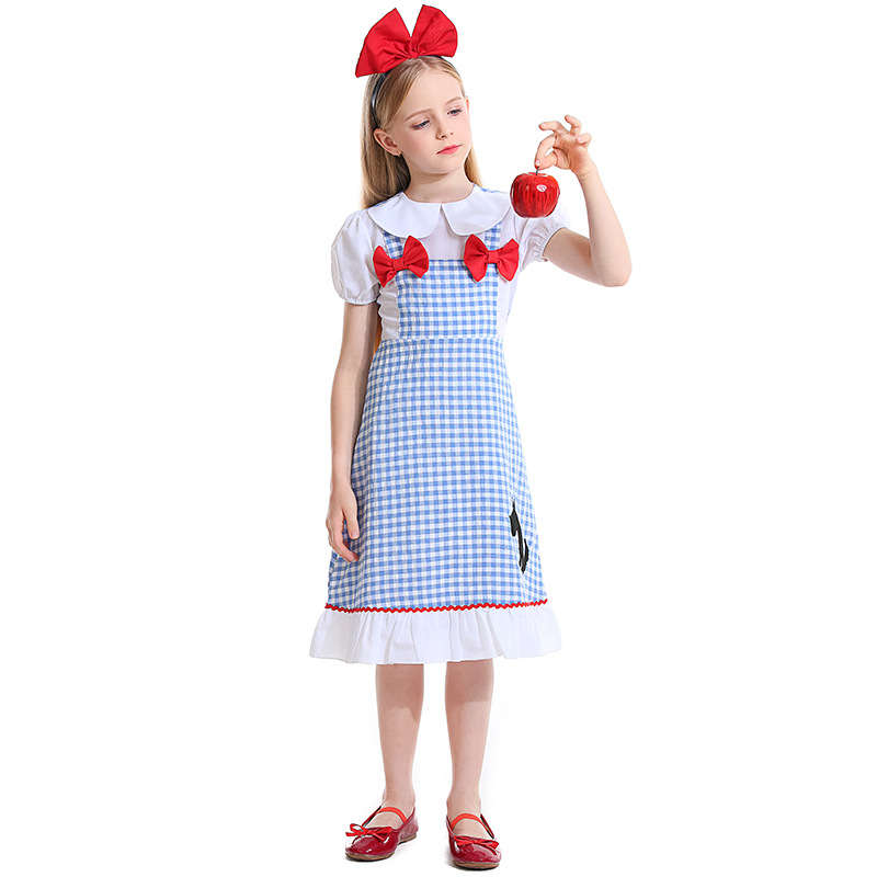 Dorothy children's costume, fairy tale play, Wizard of Oz role-playing, bow tie, dog pattern, Dorothy