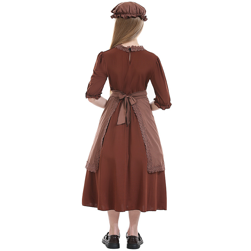 Centenarian grandmother, dark brown wolf grandmother cosplay, maid costume, lace trim, children's colonial girl