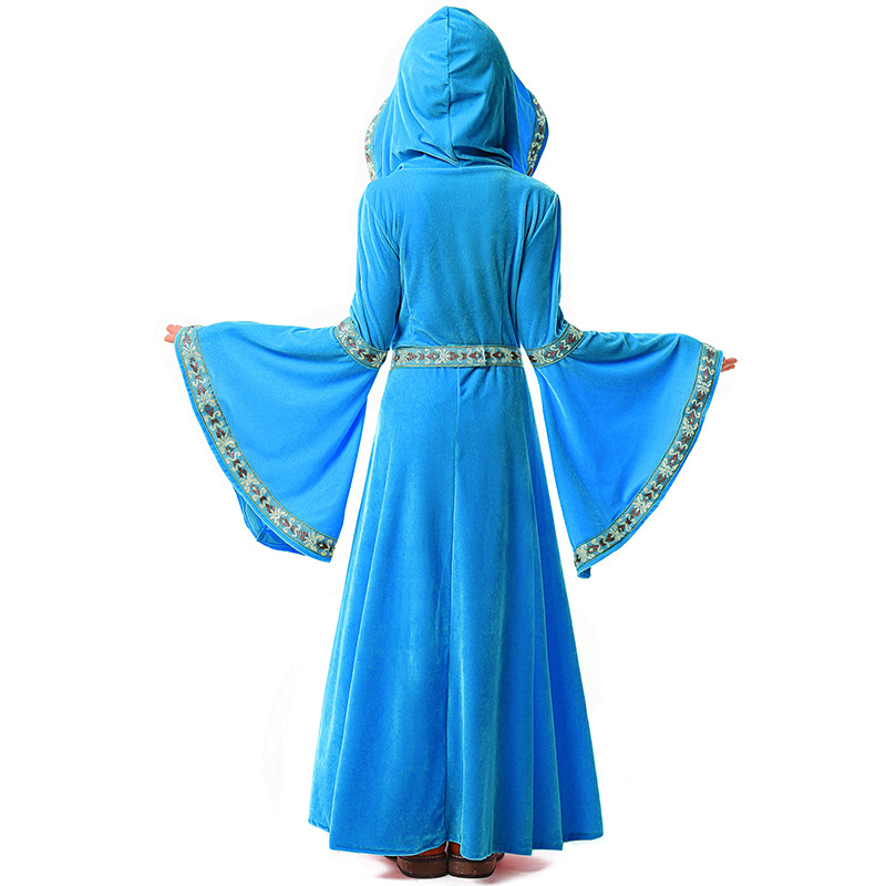 Halloween pink and blue vampire children's costumes, girls' party cosplay performances, European medieval costumes