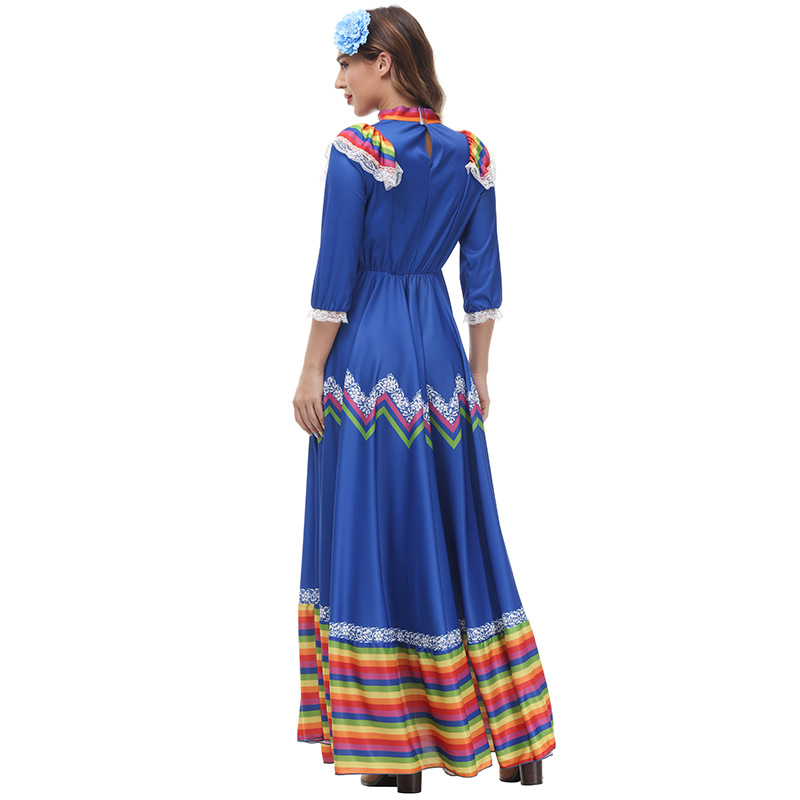 Bohemian style May 5th Mexican festival long and wide-skirted dance dress stage performance costume