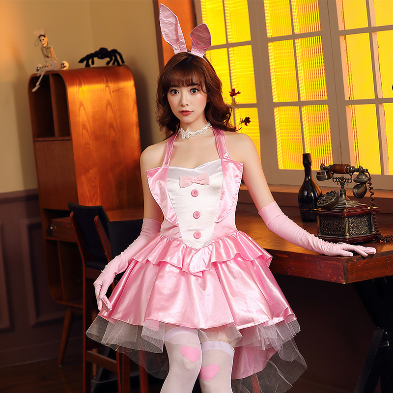 Bunny Girl Pink Tutu Swallowtail Dress Nightclub Party Bunny Stage Performance Costume