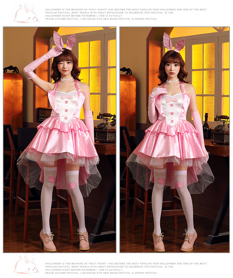 Bunny Girl Pink Tutu Swallowtail Dress Nightclub Party Bunny Stage Performance Costume