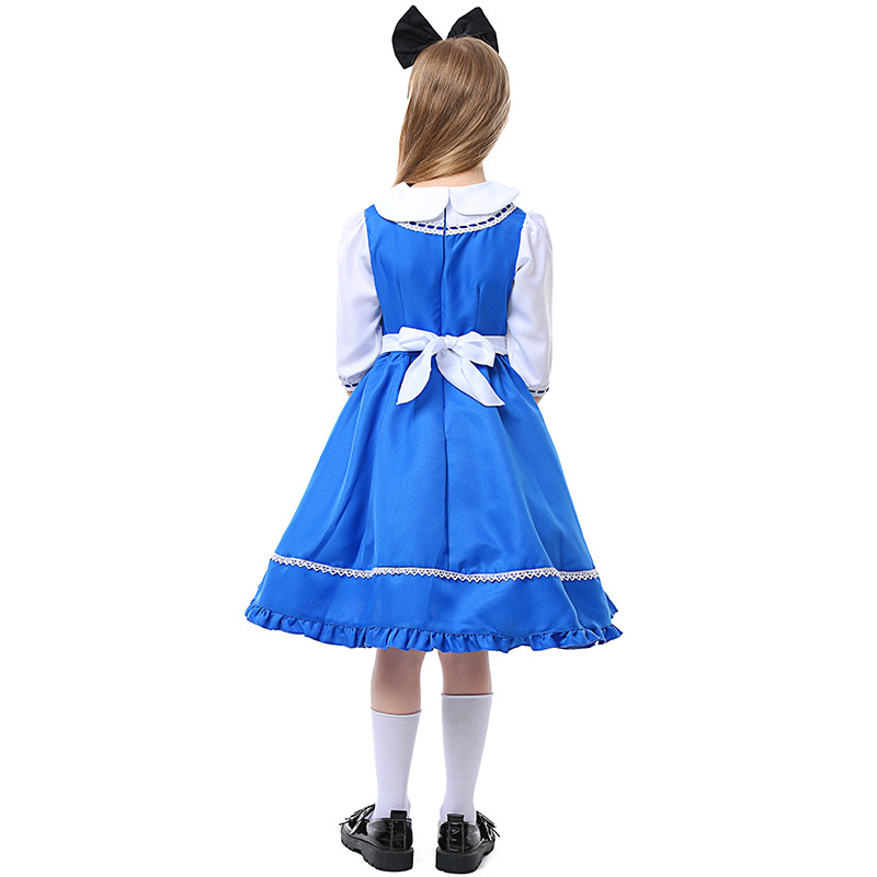 Children's Day Outfit: Fairy Tale Ranch Girl's Wonderland Blue Embroidered Dress Set