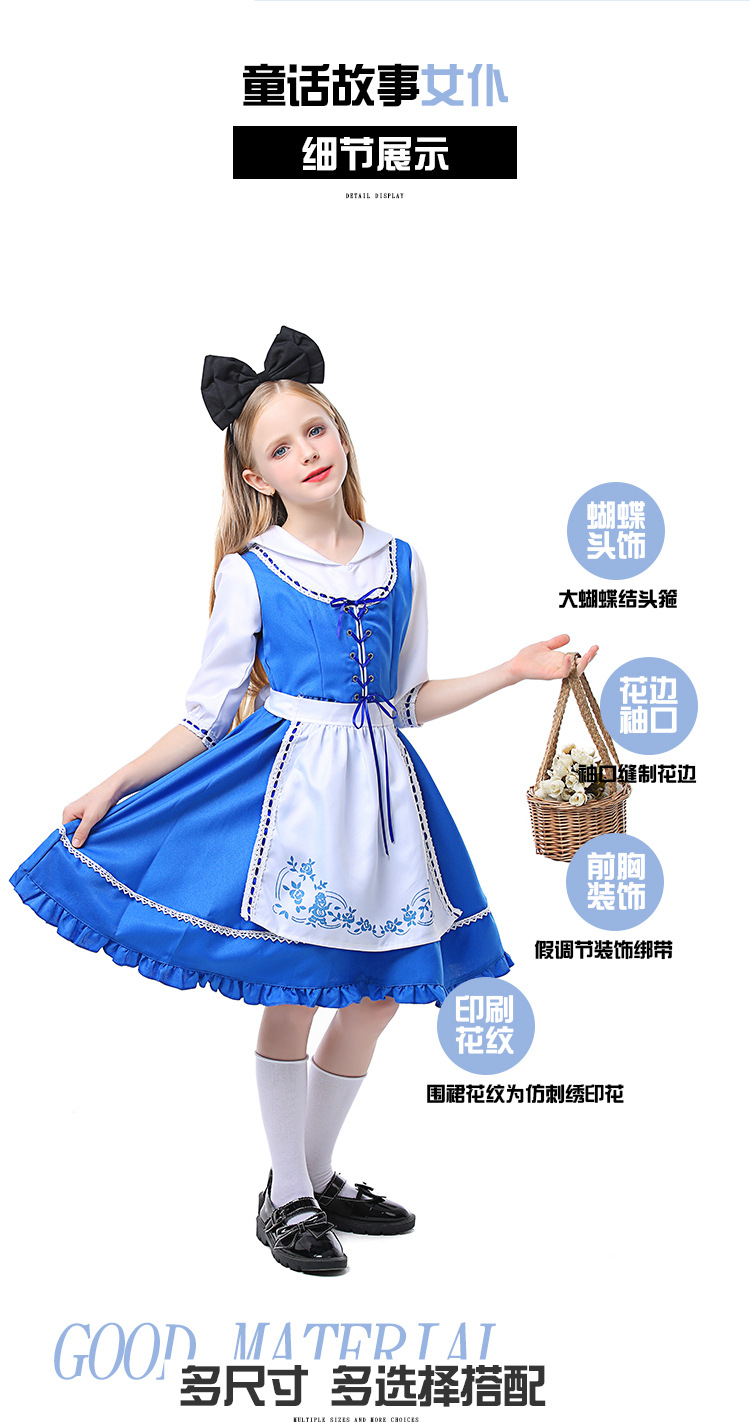 Children's Day Outfit: Fairy Tale Ranch Girl's Wonderland Blue Embroidered Dress Set