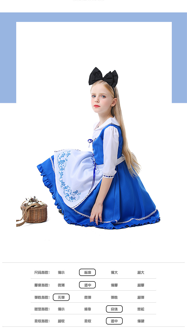 Children's Day Outfit: Fairy Tale Ranch Girl's Wonderland Blue Embroidered Dress Set