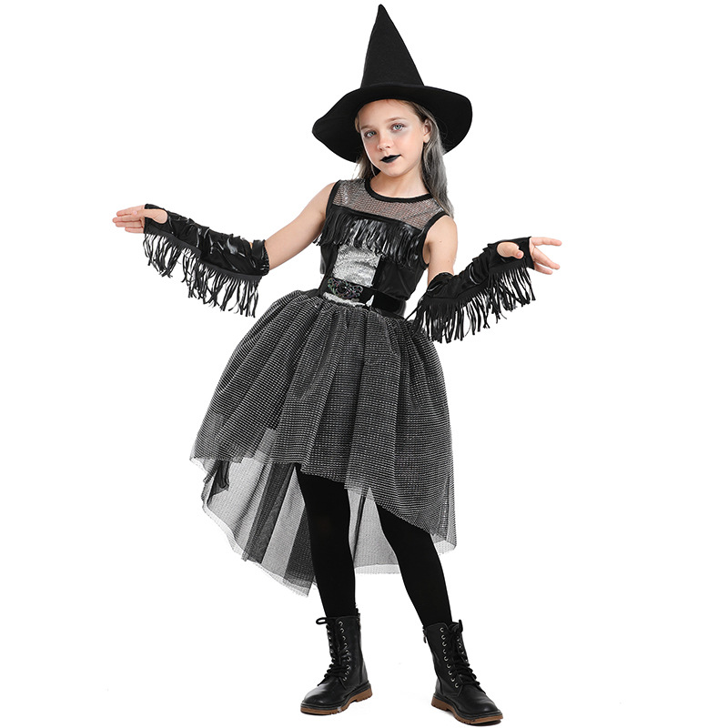 Halloween Raven Witch Costume, Black Gothic Style, RAVEN WITCH Girls' Fashion Show, Tutu Swallowtail Skirt