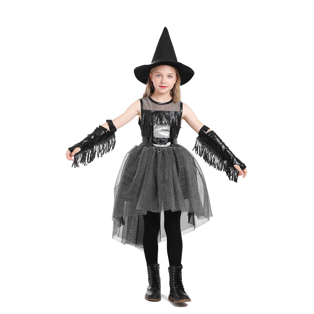 Halloween Raven Witch Costume, Black Gothic Style, RAVEN WITCH Girls' Fashion Show, Tutu Swallowtail Skirt