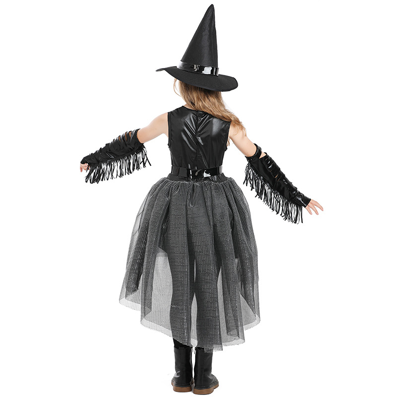 Halloween Raven Witch Costume, Black Gothic Style, RAVEN WITCH Girls' Fashion Show, Tutu Swallowtail Skirt