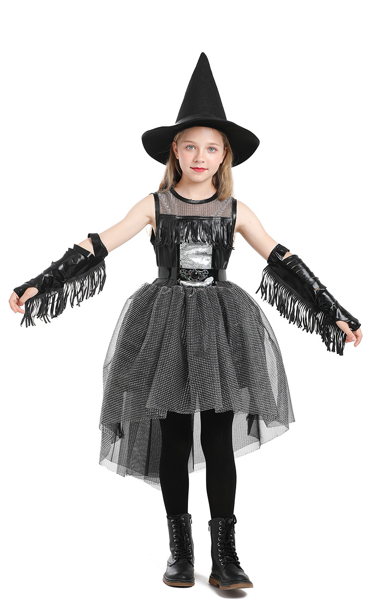 Halloween Raven Witch Costume, Black Gothic Style, RAVEN WITCH Girls' Fashion Show, Tutu Swallowtail Skirt