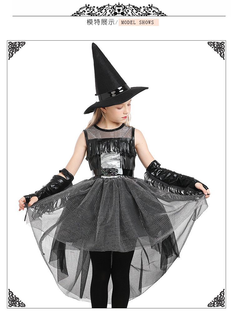 Halloween Raven Witch Costume, Black Gothic Style, RAVEN WITCH Girls' Fashion Show, Tutu Swallowtail Skirt