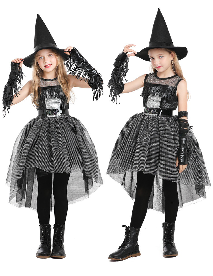 Halloween Raven Witch Costume, Black Gothic Style, RAVEN WITCH Girls' Fashion Show, Tutu Swallowtail Skirt