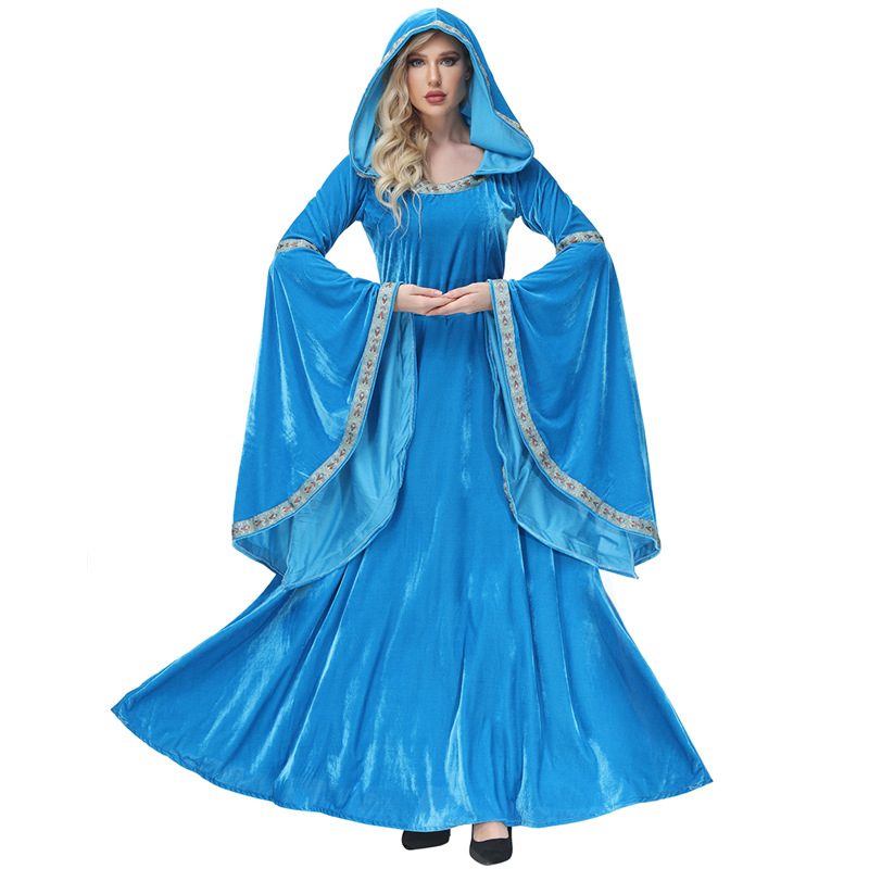 Halloween costume: Retro European medieval style, pink and blue court dress, tea party princess gown