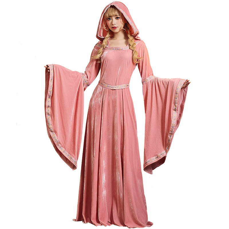 Halloween costume: Retro European medieval style, pink and blue court dress, tea party princess gown