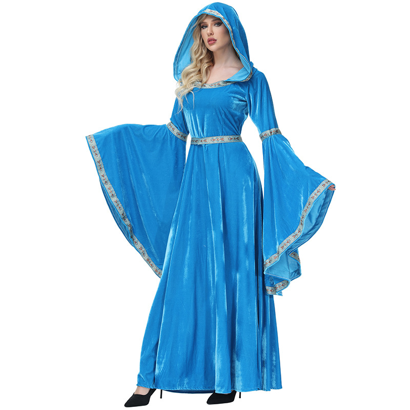 Halloween costume: Retro European medieval style, pink and blue court dress, tea party princess gown