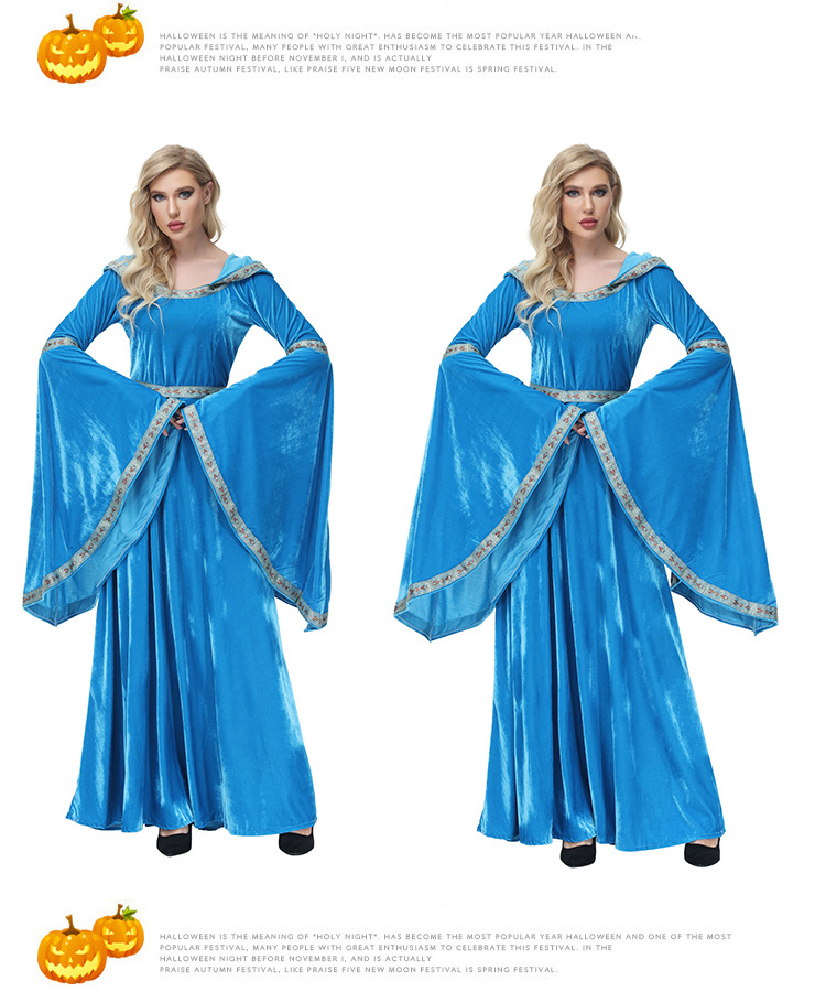 Halloween costume: Retro European medieval style, pink and blue court dress, tea party princess gown