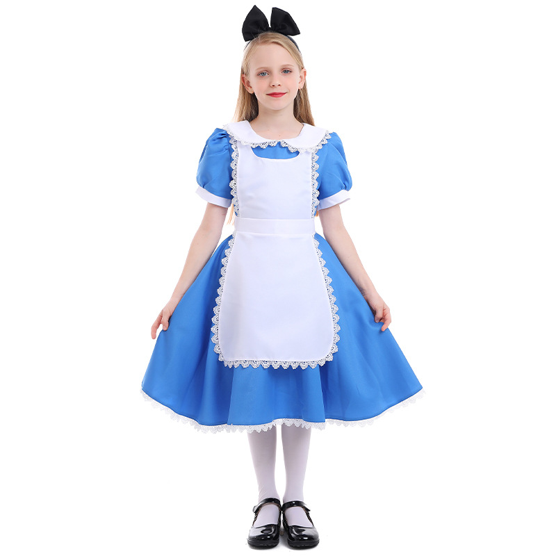 Alice in Wonderland Blue Ranch Style Parent-Child Outfits Role-Playing Stage Performance Photography Costumes