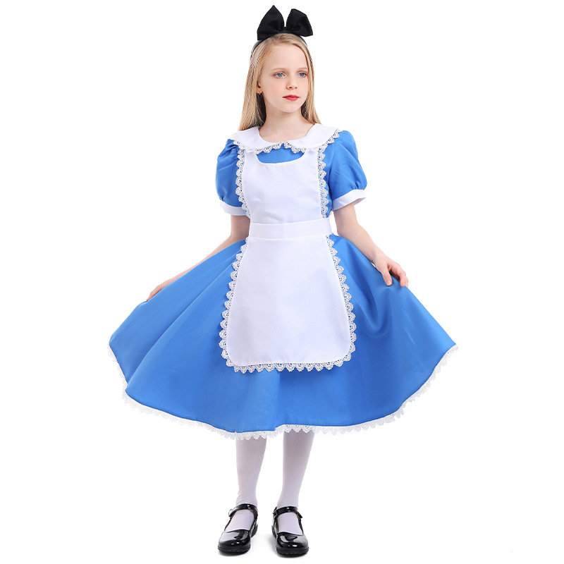 Alice in Wonderland Blue Ranch Style Parent-Child Outfits Role-Playing Stage Performance Photography Costumes