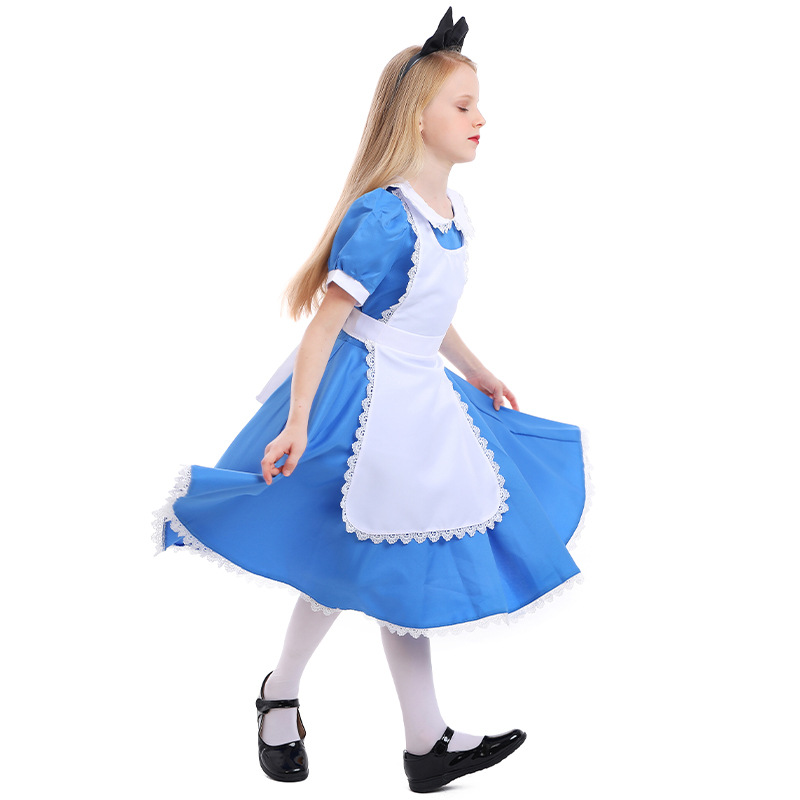 Alice in Wonderland Blue Ranch Style Parent-Child Outfits Role-Playing Stage Performance Photography Costumes