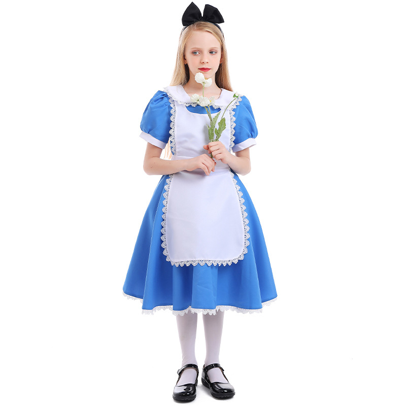 Alice in Wonderland Blue Ranch Style Parent-Child Outfits Role-Playing Stage Performance Photography Costumes