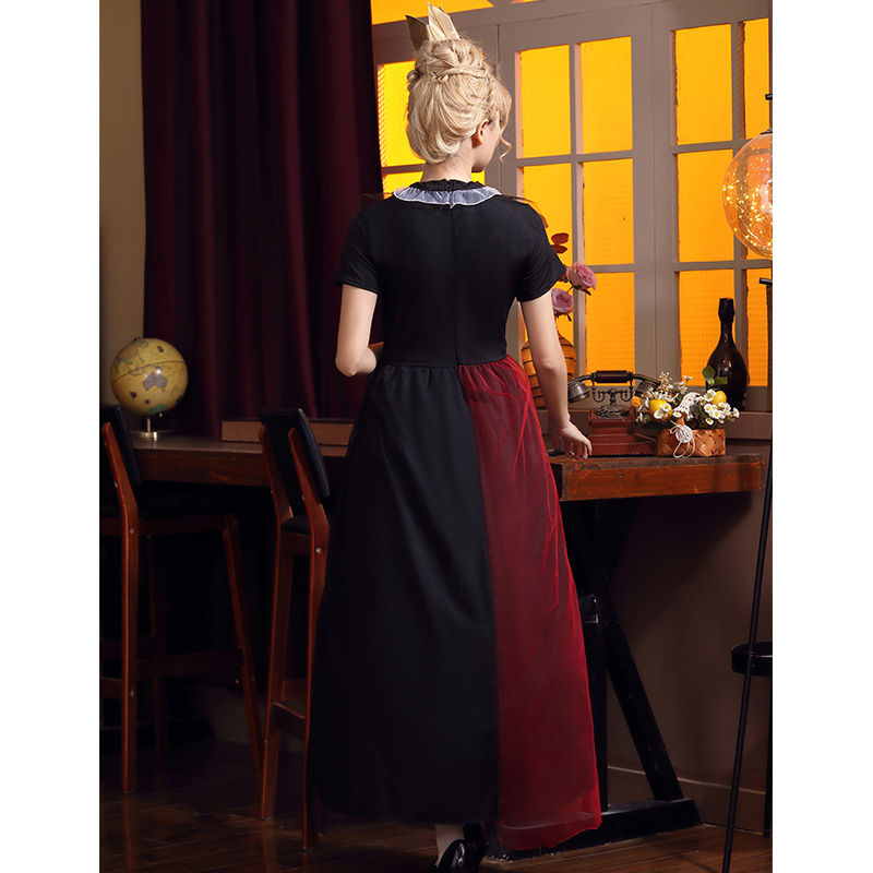 Red Queen Adult Long Dress, Alice in Wonderland Role-Playing Costume, Halloween Party Queen Dress